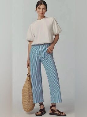 ✨Maeve (EUC) Colette Teal Stripe Cropped Pants Size 27✨
